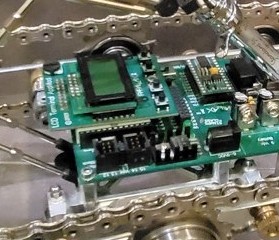 Figure 2 — Close view of the actual board: the "PARALLAX Inc" maker's mark on
the silkscreen and the socketed module's chip.