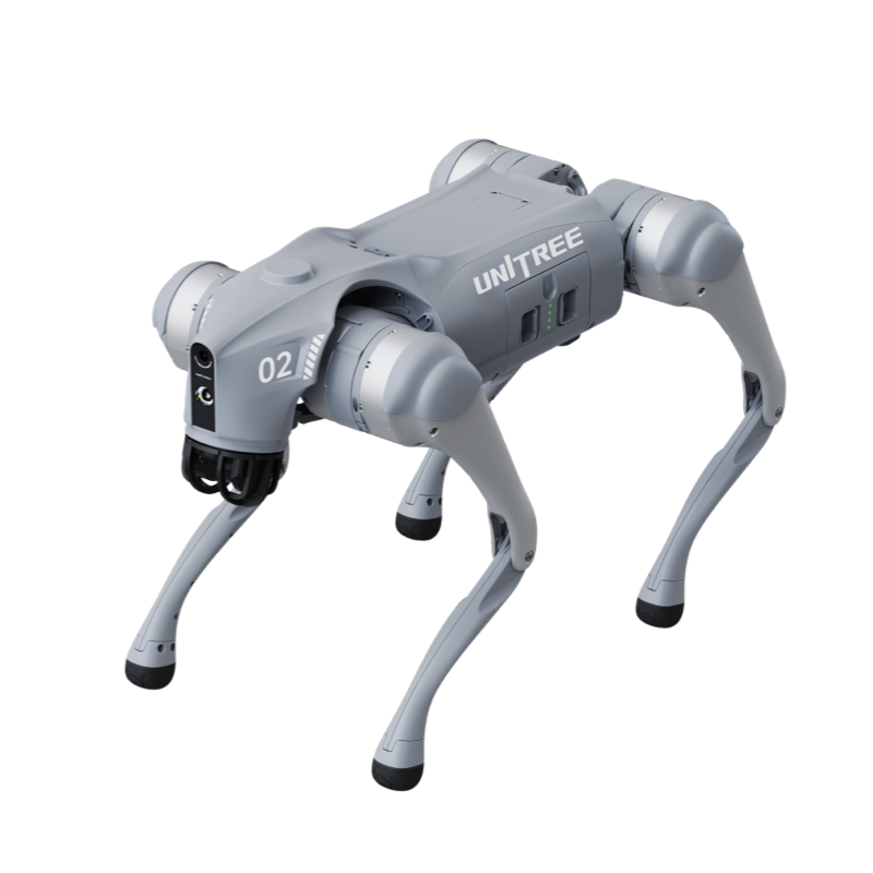 Figure 2 — Unitree Go2 EDU expansion dock region showing the USB, Ethernet, and M8 aviation-plug connectors on the robot's dorsal surface for payload attachment.